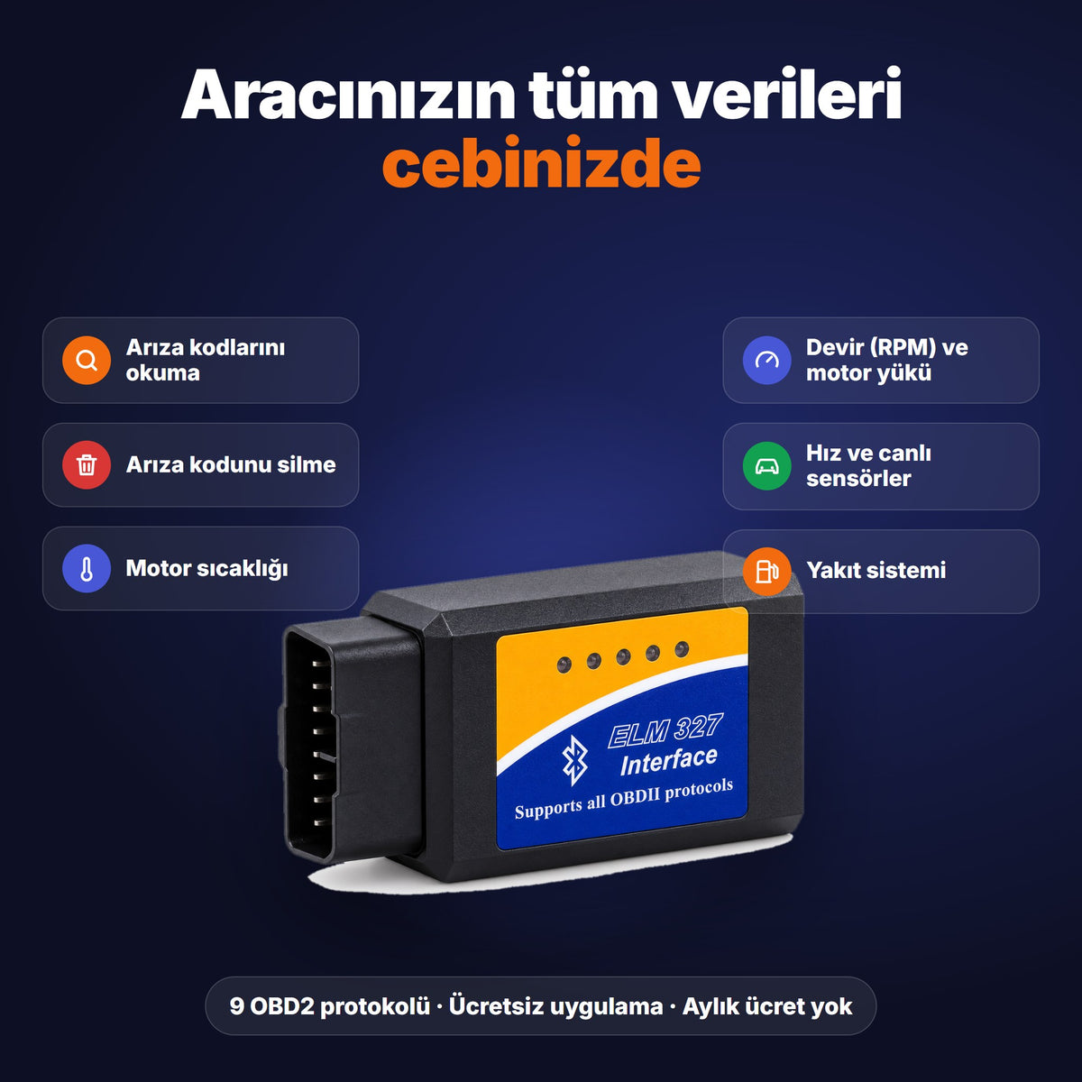 Adaptörün özellikleri: arıza okuma, silme, canlı veriler