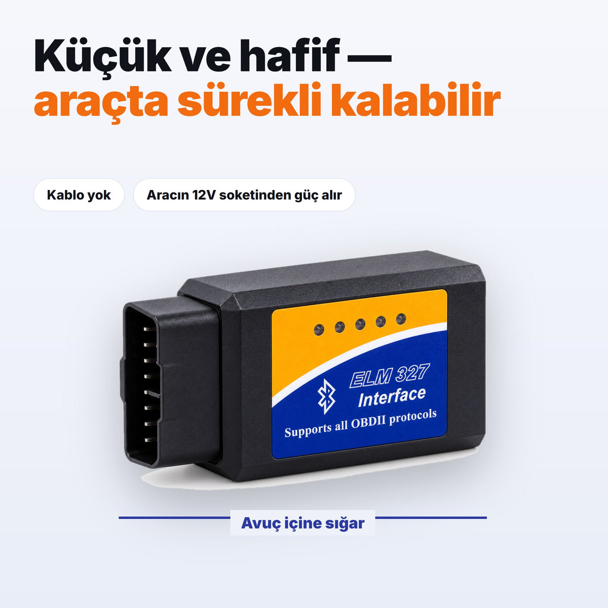 Avuç içine sığan kompakt OBD2 adaptör